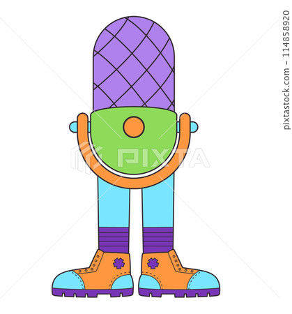 Audio microphone character two legs arcade broadcast singing podcast Audio microphone character two legs arcade broadcast singing podcast 114858920