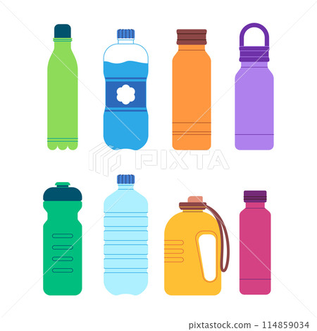 set bottle plastic mineral water and tumbler sport reusable equipment fresh drink beverage container 114859034