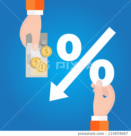 Negative interest rates in investment financial recession. Crisis monetary policy number below zero growth 114859067