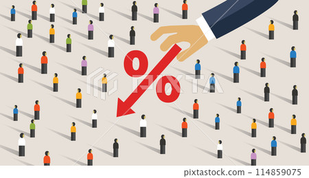 Negative interest rates in investment financial recession. Crisis monetary policy number below zero growth public crowd 114859075