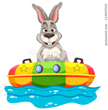 Happy Donkey on a Colorful Boat Happy Donkey on a Colorful Boat 114859343