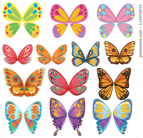 Colorful Assortment of Vector Butterflies 114859414