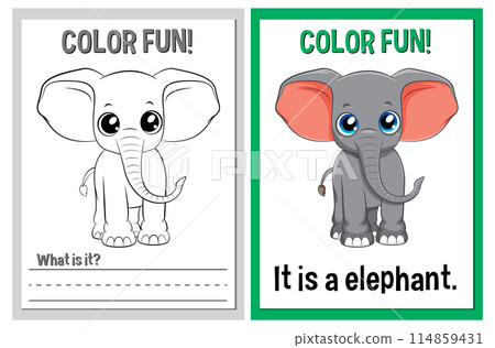Color Fun! Elephant Illustration Cards 114859431