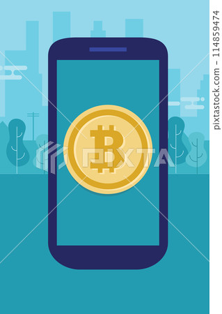mobile bitcoin on smart phone modern payment digital technology transaction electronic currency mobile bitcoin on smart phone modern payment digital technology transaction electronic currency 114859474