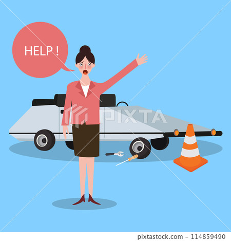 woman asking for help car trouble need someone woman asking for help car trouble need someone 114859490