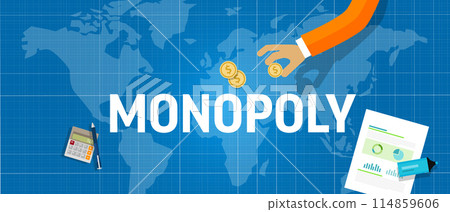 Monopoly concept of a company dominate market share of a product. Market leader generate sales or revenue in business competition. 114859606