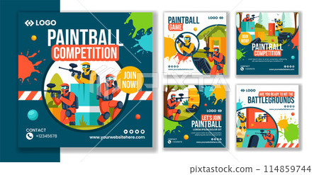 Paintball Game Social Media Post Flat Cartoon Hand Drawn Templates Background Illustration Paintball Game Social Media Post Flat Cartoon Hand Drawn Templates Background Illustration 114859744