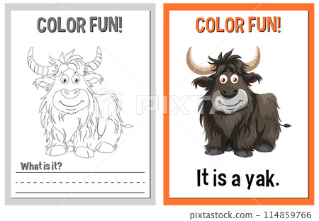 Color Fun! Yak Illustration Activity 114859766