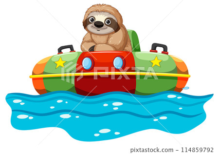 Sloth Enjoying a Boat Ride 114859792