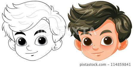 Cartoon Boy Faces in Vector Style 114859841