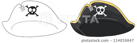 Pirate Hat with Skull and Crossbones Design 114859847