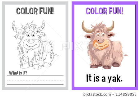 Color Fun: Educational Yak Illustration Color Fun: Educational Yak Illustration 114859855