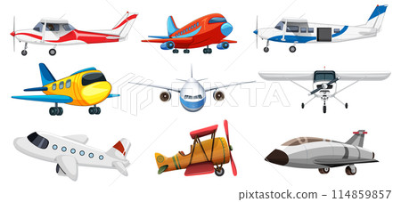Variety of Aircrafts in Vector Illustration 114859857