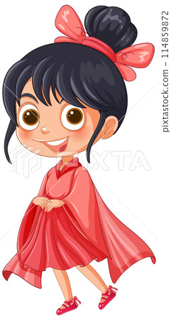 Butterfly Girl in Red Dress 114859872