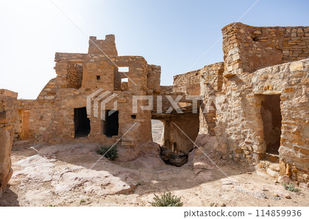 Ksar Beni Barka. One of the largest Ksar in country. Region of Tataouine. Tunisia 114859936