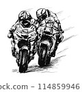 Drawing of motorcycle racing  114859946