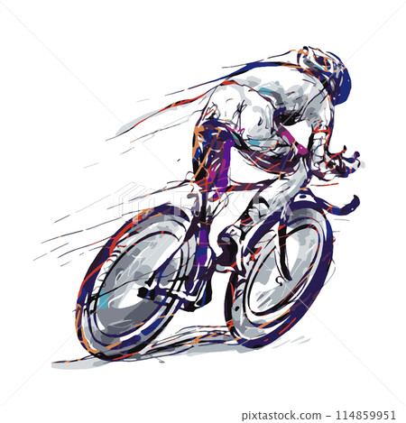 Drawing color art lines of road bicycle racing  114859951
