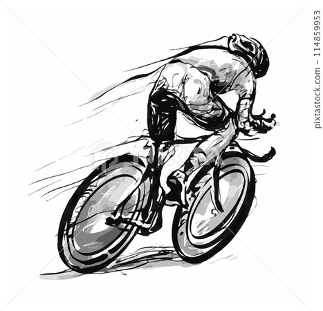 Drawing art lines of road bicycle racing  114859953