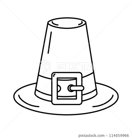 Outline Pilgrim hat Logo Icon Stickers Thanksgiving greetings or cards design concept Isolate EPS Outline Pilgrim hat Logo Icon Stickers Thanksgiving greetings or cards design concept Isolate EPS 114859966