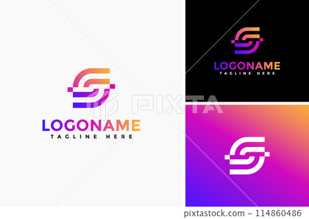 Letter F S technology logo. Sophisticated Initial F S logo design template 114860486