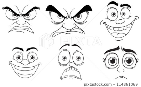 Various Facial Expressions Vector Art 114861069