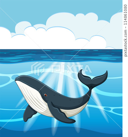 Happy Whale in the Ocean 114861080