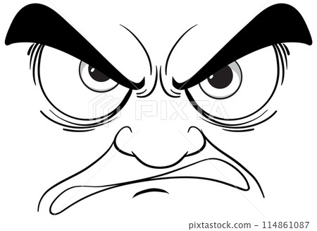 Angry Facial Expression Illustration 114861087