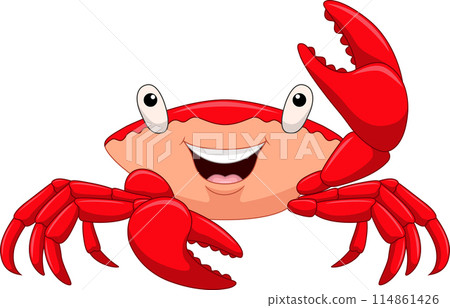 Cartoon smiling crab isolated on white background Cartoon smiling crab isolated on white background 114861426