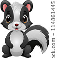 Cartoon cute happy little skunk  114861445