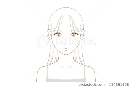 Young woman's front face (long hair) 114861508