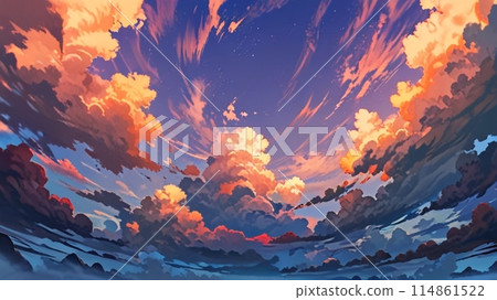 The sun sets behind the clouds 114861522