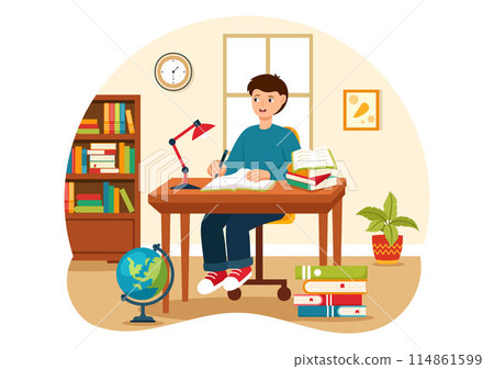 Education and Knowledge Books Vector Illustration Featuring People Studying or Reading Books for Learning in a Flat Style Cartoon Background Education and Knowledge Books Vector Illustration Featuring People Studying or Reading Books for Learning in a Flat Style Cartoon Background 114861599