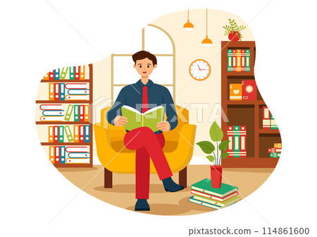 Education and Knowledge Books Vector Illustration Featuring People Studying or Reading Books for Learning in a Flat Style Cartoon Background Education and Knowledge Books Vector Illustration Featuring People Studying or Reading Books for Learning in a Flat Style Cartoon Background 114861600