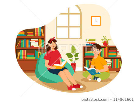 Education and Knowledge Books Vector Illustration Featuring People Studying or Reading Books for Learning in a Flat Style Cartoon Background Education and Knowledge Books Vector Illustration Featuring People Studying or Reading Books for Learning in a Flat Style Cartoon Background 114861601