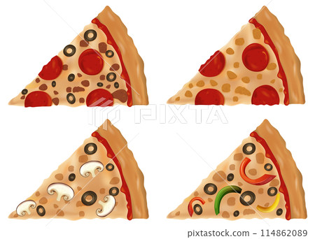 Variety of Pizza Slices 114862089