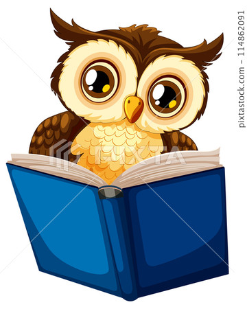 Owl Reading a Book Illustration Owl Reading a Book Illustration 114862091