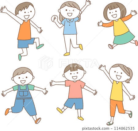 Children's set in a cheerful pose Children's set in a cheerful pose 114862535