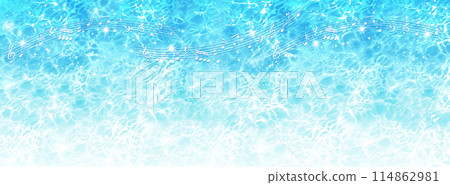 Musical notes and sparkling water background Musical notes and sparkling water background 114862981