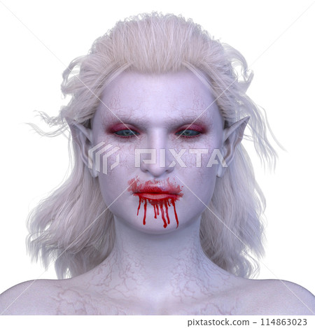 Female vampire face close up 114863023