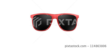 red framed sunglasses isolated on white background 114863806