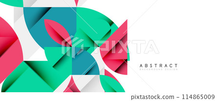 Minimal geometric elements on white. Petals, round triangles, star Minimal geometric elements on white. Petals, round triangles, star 114865009