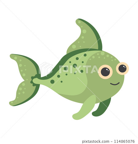 Cute fish. Cartoon character. Sea animal isolated on white background. Cute fish. Cartoon character. Sea animal isolated on white background. 114865076