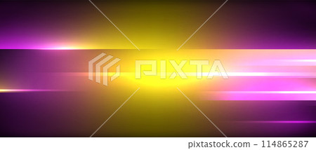 Neon dynamic diagonal light rays background. Techno digital geometric concept design for wallpaper, banner, presentation, background Neon dynamic diagonal light rays background. Techno digital geometric concept design for wallpaper, banner, presentation, background 114865287