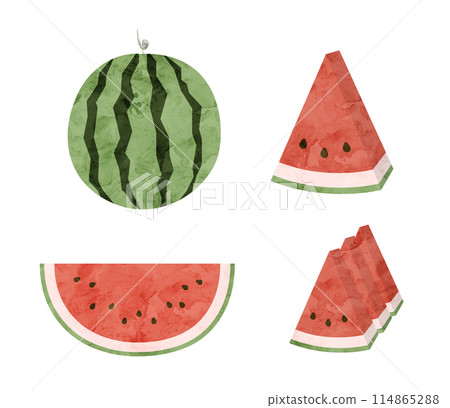 西瓜水彩風格插畫集 西瓜水彩風格插畫集 114865288