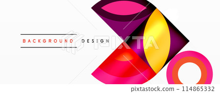 Circles and petals. Geometric beautiful abstract minimal template for Wallpaper, Banner, Background, Card, Book Illustration, landing page 114865332