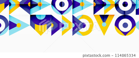 Colorful circle and triangle abstract background. Template for wallpaper, banner, presentation, background Colorful circle and triangle abstract background. Template for wallpaper, banner, presentation, background 114865334