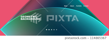 Round triangles and squares web site page template. Vector Illustration For Wallpaper, Banner, Background, Card, Book Illustration, landing page Round triangles and squares web site page template. Vector Illustration For Wallpaper, Banner, Background, Card, Book Illustration, landing page 114865367