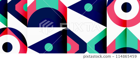 Colorful circle and triangle abstract background. Template for wallpaper, banner, presentation, background Colorful circle and triangle abstract background. Template for wallpaper, banner, presentation, background 114865459
