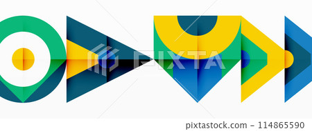 Colorful circle and triangle abstract background. Template for wallpaper, banner, presentation, background Colorful circle and triangle abstract background. Template for wallpaper, banner, presentation, background 114865590