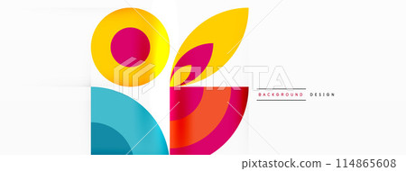 Circles and petals. Geometric beautiful abstract minimal template for Wallpaper, Banner, Background, Card, Book Illustration, landing page 114865608